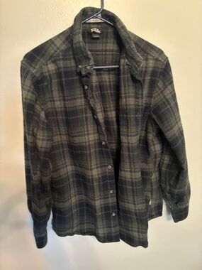 Eddie Bauer Green and Black Plaid Shirt Jacket